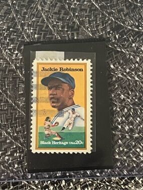 ⚾️ Vintage Jackie Robinson Baseball US Postage Stamp in Clear Holder, Qty 1